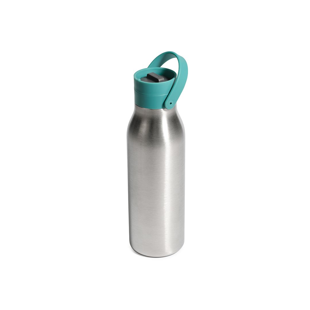 500ml reusable stainless steel water bottle with green lid