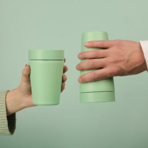 Circular&Co Website_ Stainless Steel_Reusable Cup_ Seaglass Green_4 Circular&Co Reusable Travel Mug Coffee Cup Stainless Steel Seaglass Green