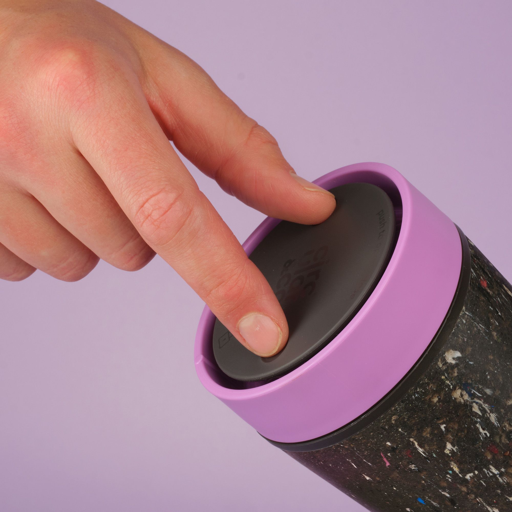 Circular&Co Reusable Coffee Cup Made From Recycled Trainers Ultraviolet Trust Lock